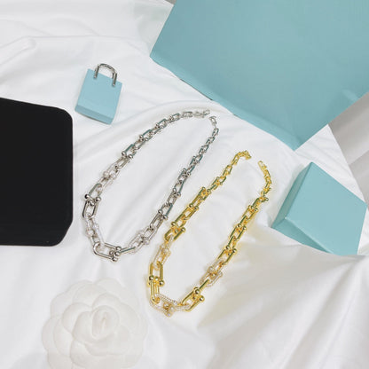 [Resenly Jewelry]ハードウェア ネックレス ダイヤモンド パヴェ
