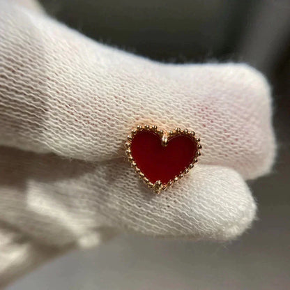 [Resenly Jewelry]HEART CARNELIAN STUD EARRINGS
