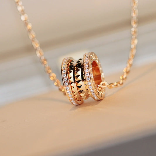 [Resenly Jewelry]ZERO 1 ROCK PEDANT PINK GOLD NECKLACE