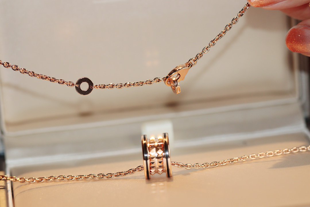 [Resenly Jewelry]ZERO 1 ROCK PEDANT PINK GOLD BLACK NECKLACE