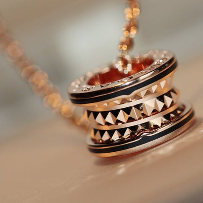 [Resenly Jewelry]ZERO 1 ROCK PEDANT PINK GOLD BLACK NECKLACE