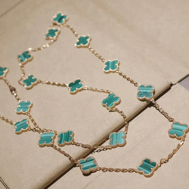 [Resenly Jewelry]CLOVER 20 MOTIFS MALACHITE GOLD