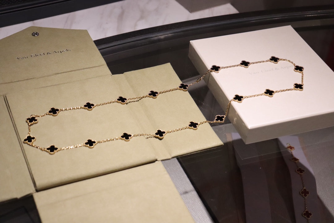 [Resenly Jewelry]クローバー 20モチーフ オニキス ローズゴールド