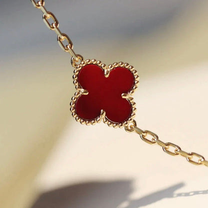 [Resenly Jewelry]CLOVER 20 MOTIFS CARNELIAN NECKLACE