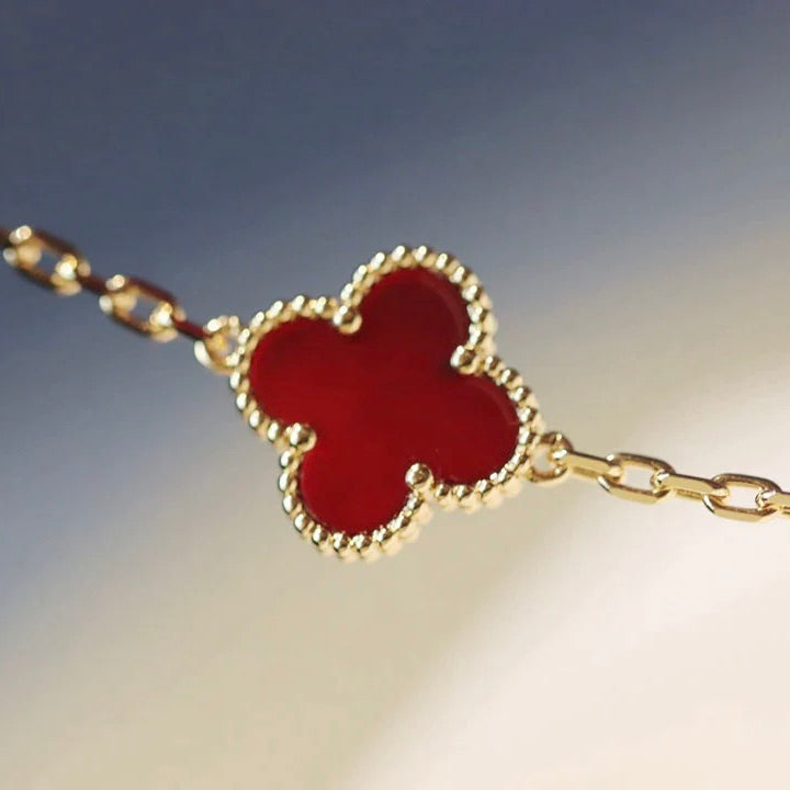 [Resenly Jewelry]CLOVER 20 MOTIFS CARNELIAN NECKLACE