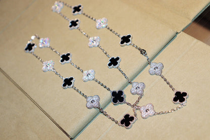 [Resenly Jewelry]クローバー 20モチーフ オニキス ダイヤモンド シルバー