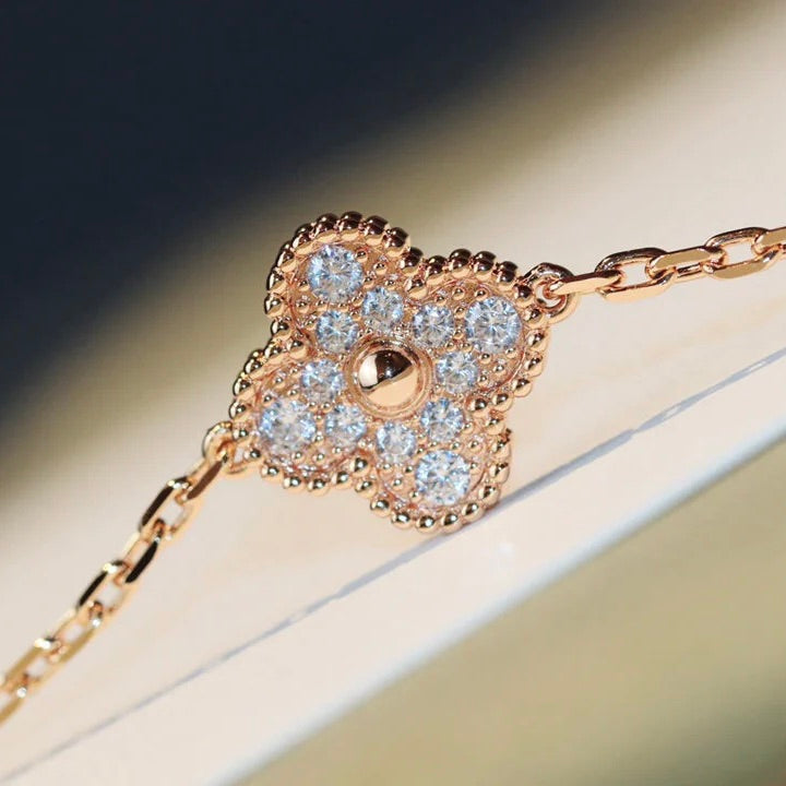 [Resenly Jewelry]CLOVER 20 MOTIFS DARK MOP DIAMOND  NECKLACE