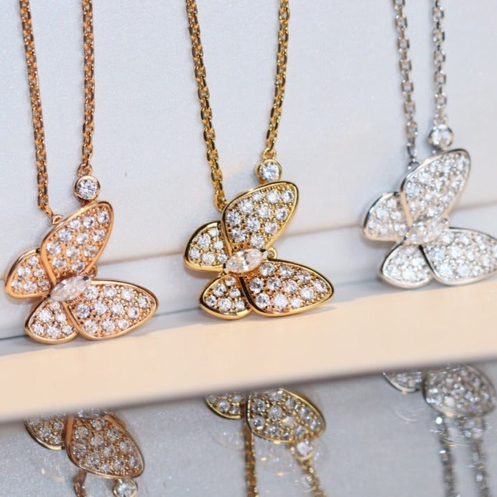 [Resenly Jewelry]バタフライ ダイヤモンド ネックレス
