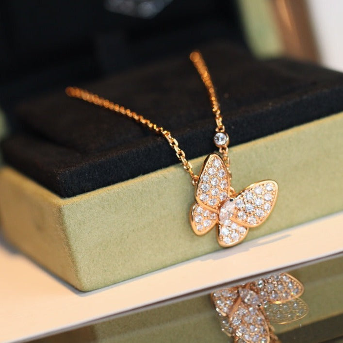 [Resenly Jewelry]バタフライ ダイヤモンド ネックレス