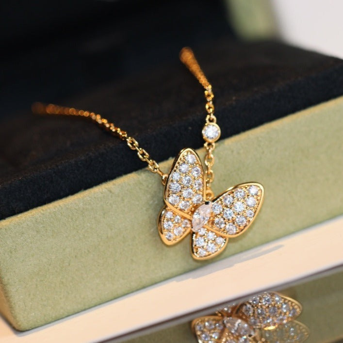 [Resenly Jewelry]バタフライ ダイヤモンド ネックレス