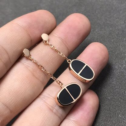 [Resenly Jewelry]CHAINE VERSO BLACK CERAMIC SILVER EARRINGS