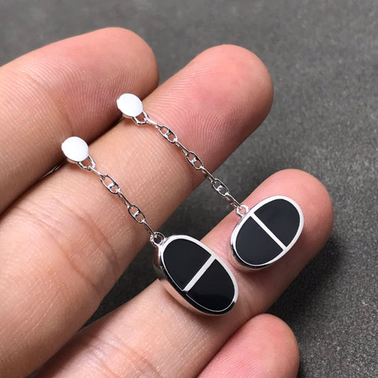 [Resenly Jewelry]シェーヌ・ヴェルソ ブラックセラミック シルバーピアス