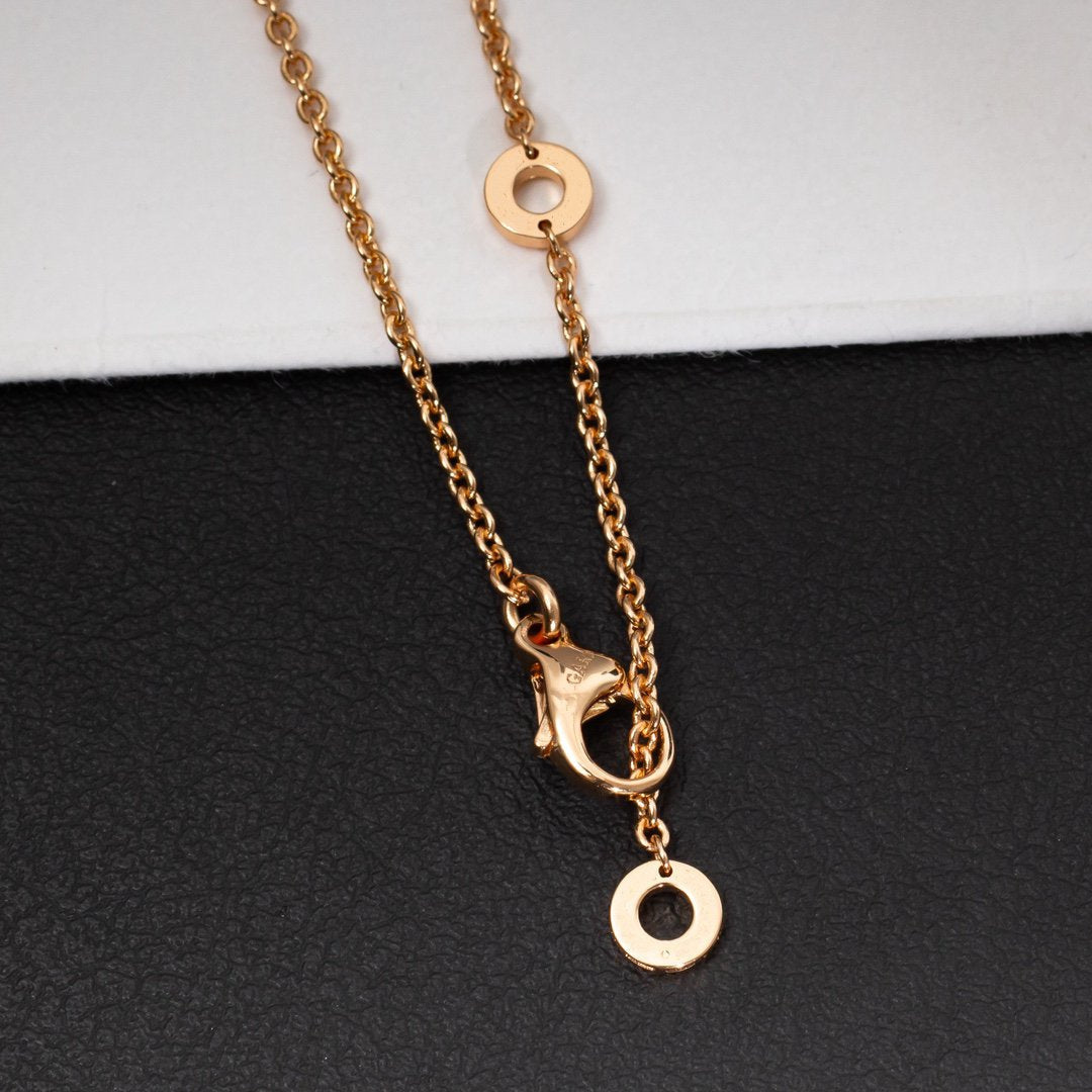 [Resenly Jewelry]ZERO 1 WHITE CERAMIC PINK GOLD DIAMOND NECKLACE