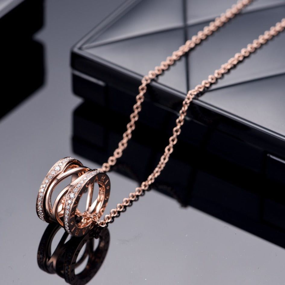 [Resenly Jewelry]ZERO 1 PINK GOLD DIAMOND OPEN NECKLACE