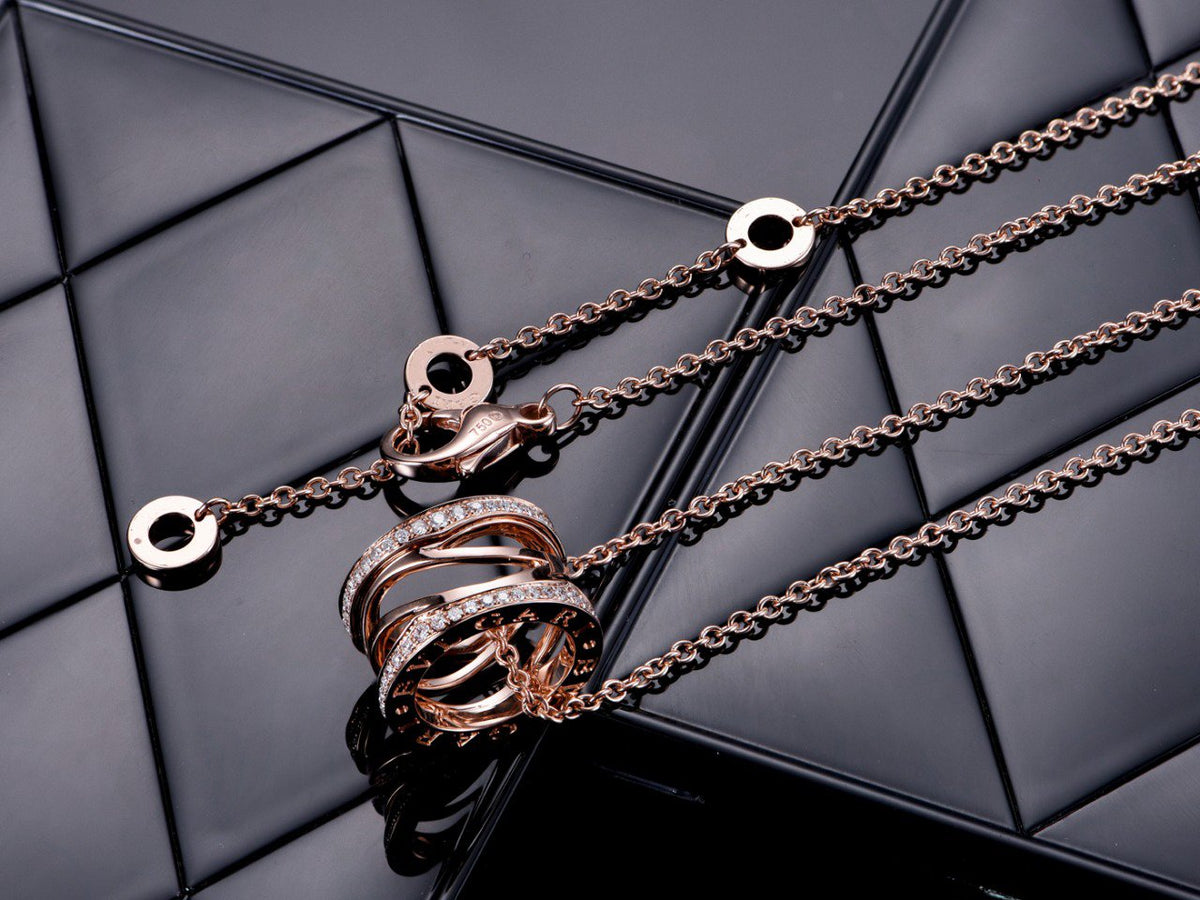 [Resenly Jewelry]ZERO 1 PINK GOLD DIAMOND OPEN NECKLACE