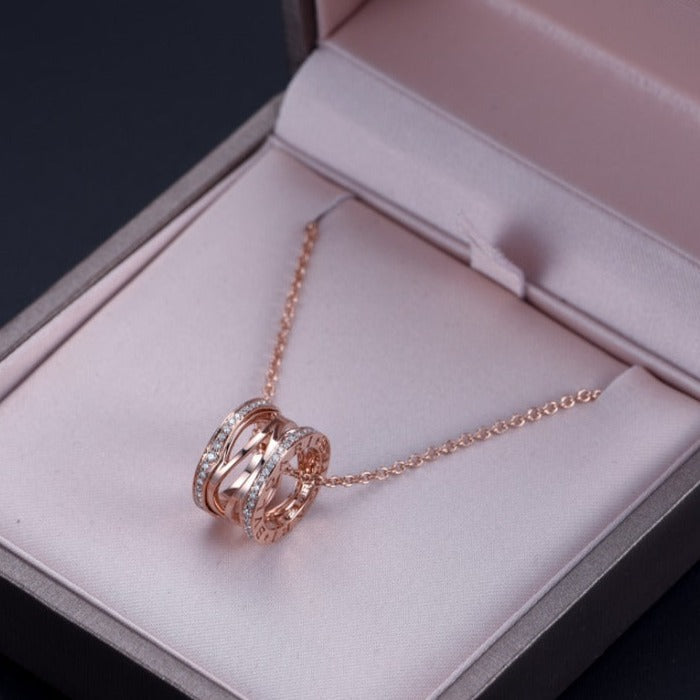 [Resenly Jewelry]ZERO 1 PINK GOLD DIAMOND OPEN NECKLACE