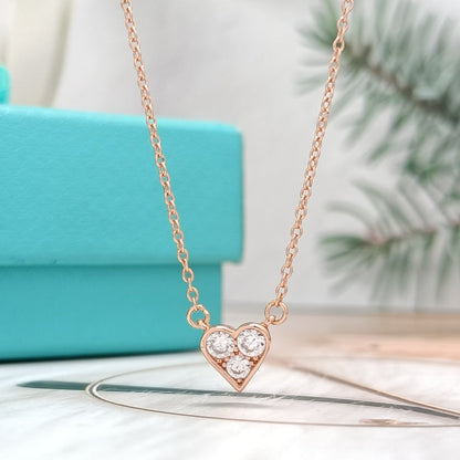 [Resenly Jewelry] ハート3ダイヤモンド ペンダントネックレス