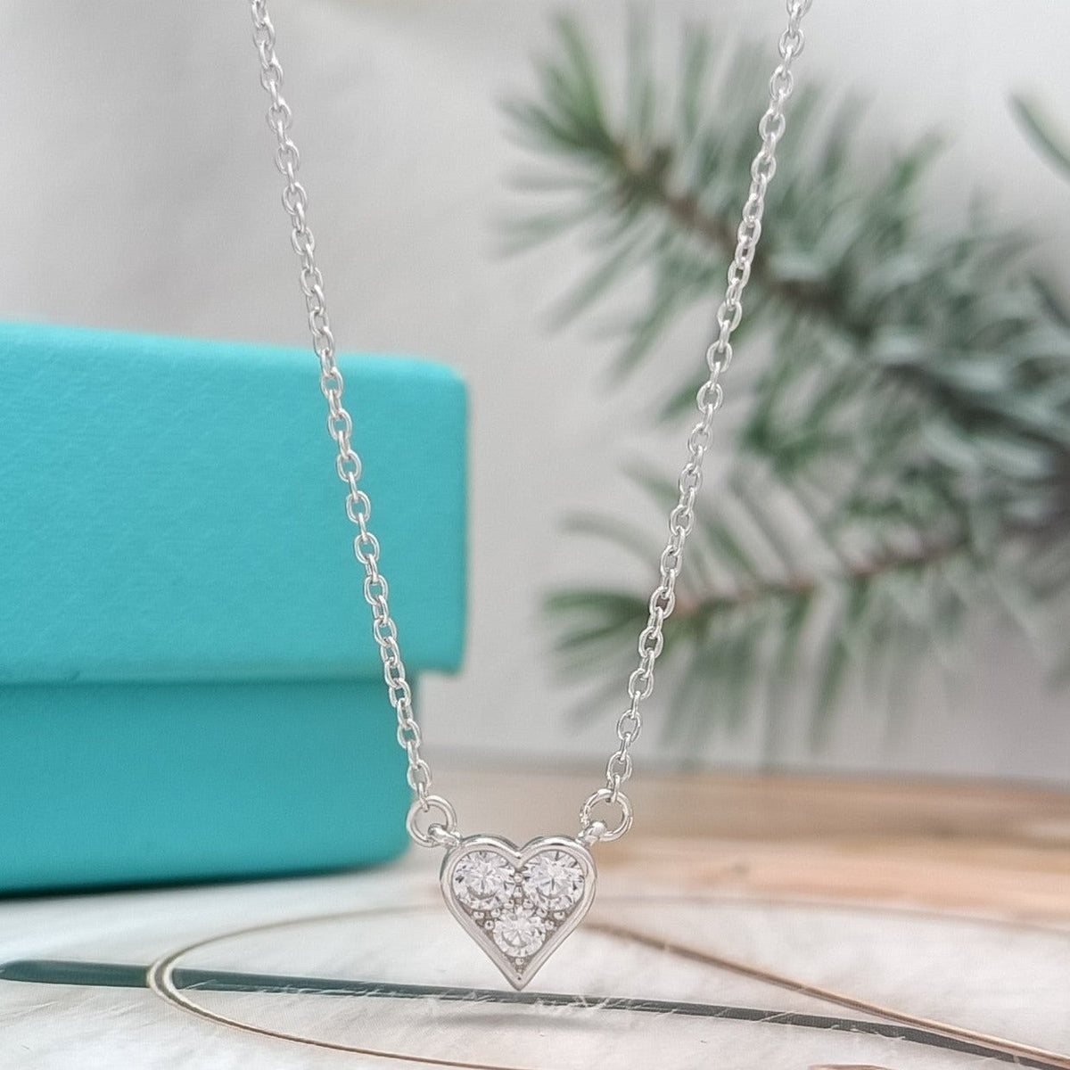 [Resenly Jewelry] ハート3ダイヤモンド ペンダントネックレス