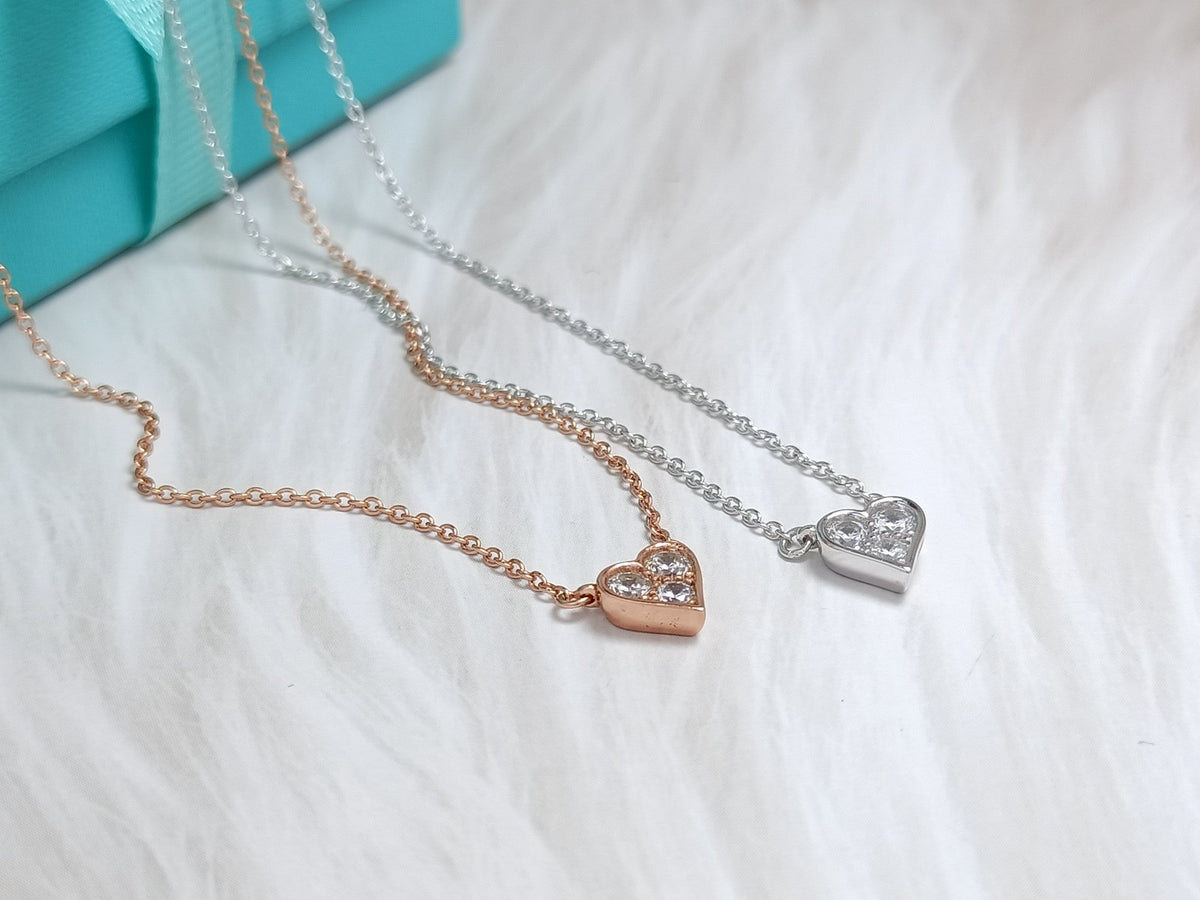 [Resenly Jewelry] ハート3ダイヤモンド ペンダントネックレス