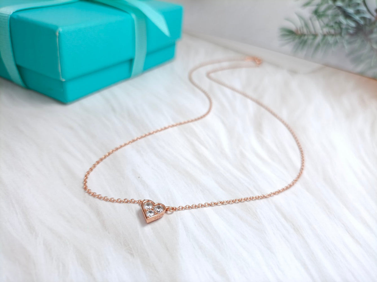 [Resenly Jewelry] ハート3ダイヤモンド ペンダントネックレス
