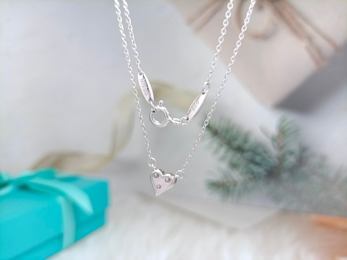 [Resenly Jewelry] ハート3ダイヤモンド ペンダントネックレス