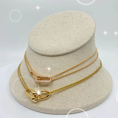 [Resenly Jewelry]ハードウェア ゴールド ダブルリンク ネックレス