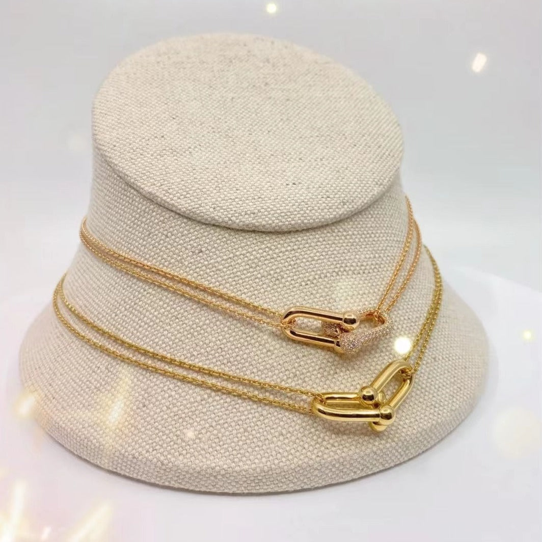 [Resenly Jewelry]ハードウェア ゴールド ダブルリンク ネックレス