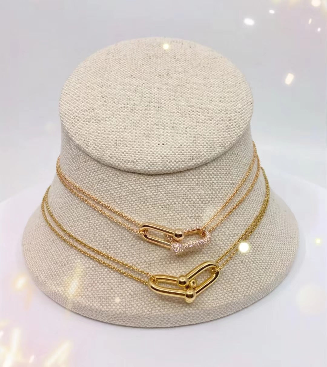 [Resenly Jewelry]ハードウェア ゴールド ダブルリンク ネックレス