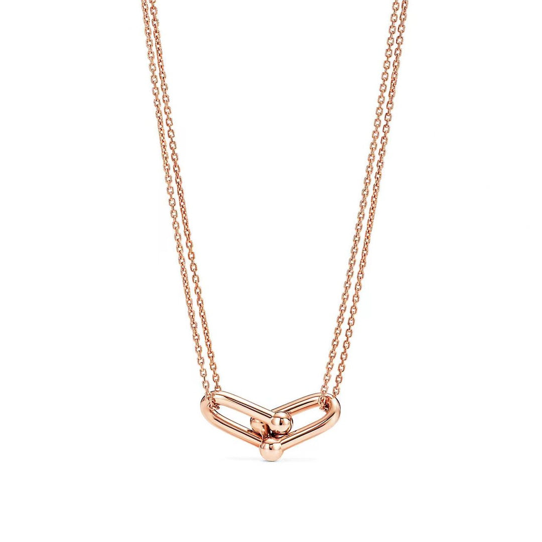 [Resenly Jewelry]ハードウェア ゴールド ダブルリンク ネックレス