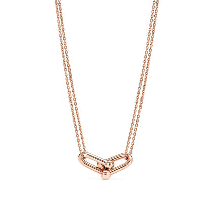 [Resenly Jewelry]ハードウェア ゴールド ダブルリンク ネックレス