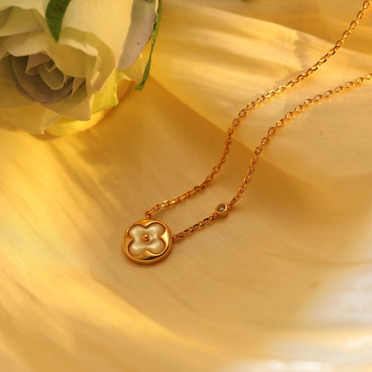 [Resenly Jewelry]SUN PEDANT PINK GOLD 1 DIAMOND NECKLACE