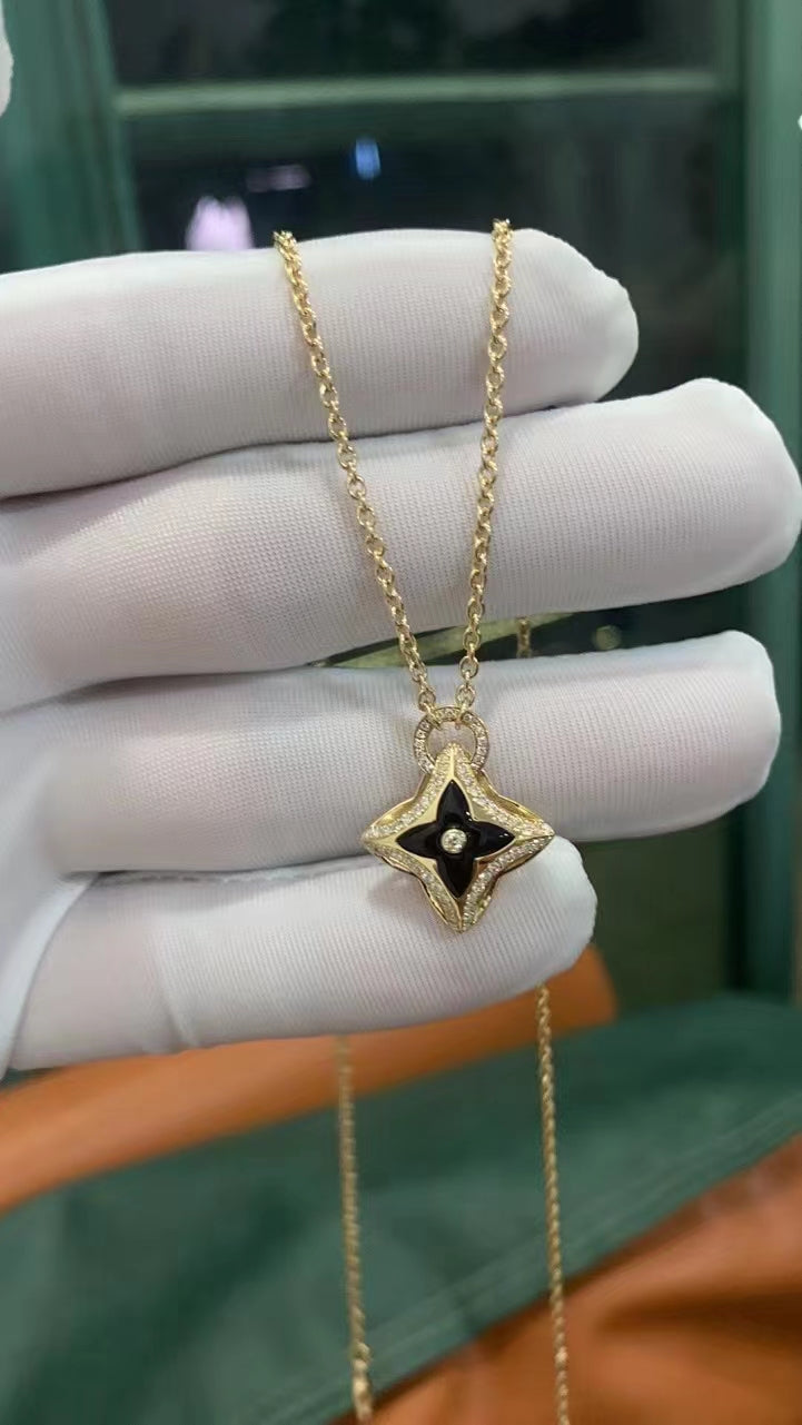 [Resenly Jewelry]STAR PEDANT PINK GOLD DIAMOND NECKLACE