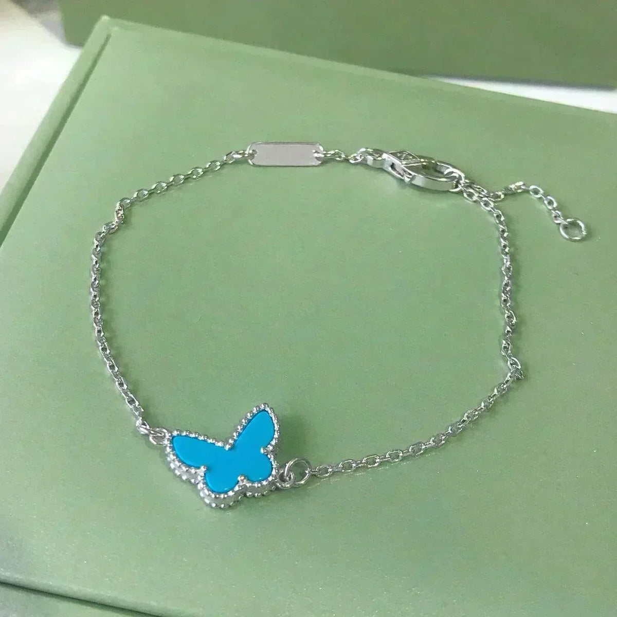 [Resenly Jewelry]バタフライ ターコイズ バタフライ ブレスレット シルバー