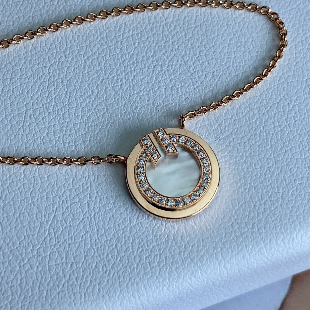 [Resenly Jewelry]T ダイヤモンド サークル ペンダント ネックレス