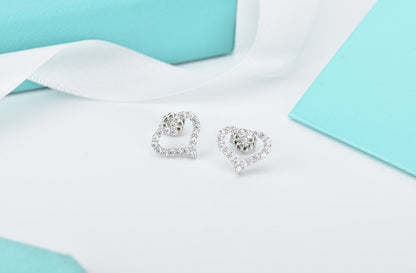 [Resenly Jewelry]OPEN HEART STUD DIAMOND EARRINGS