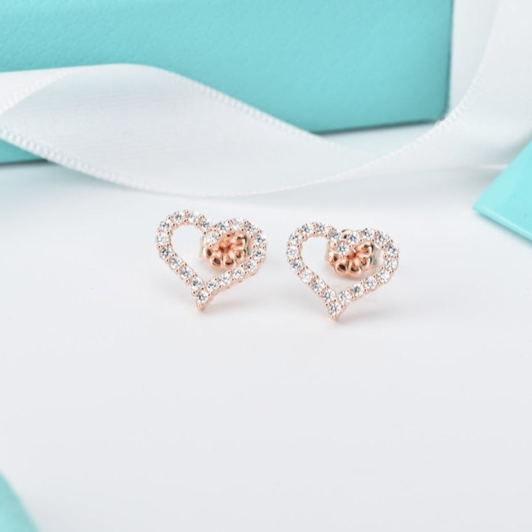 [Resenly Jewelry]OPEN HEART STUD DIAMOND EARRINGS