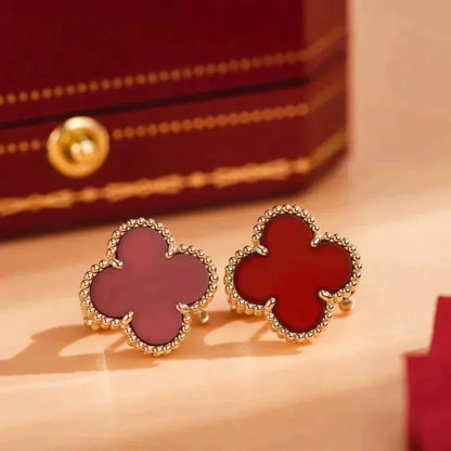 [Resenly Jewelry]CLOVER MEDIUM 1 MOTIFS CARNELIAN  EARRINGS