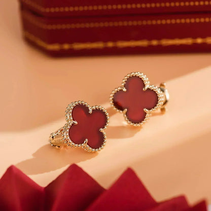 [Resenly Jewelry]CLOVER MEDIUM 1 MOTIFS CARNELIAN  EARRINGS