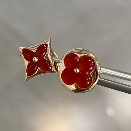 [Resenly Jewelry]STAR AND SUN PINK GOLD CARNELIAN STUD EARRINGS