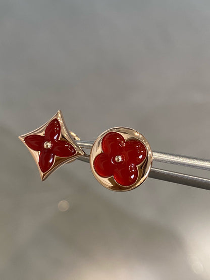 [Resenly Jewelry]STAR AND SUN PINK GOLD CARNELIAN STUD EARRINGS