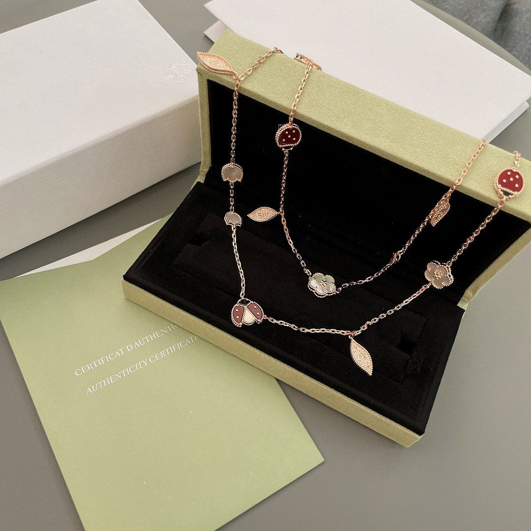 [Resenly Jewelry]LUCKY SPRING 15 MOTIFS ROSE GOLD NECKLACE