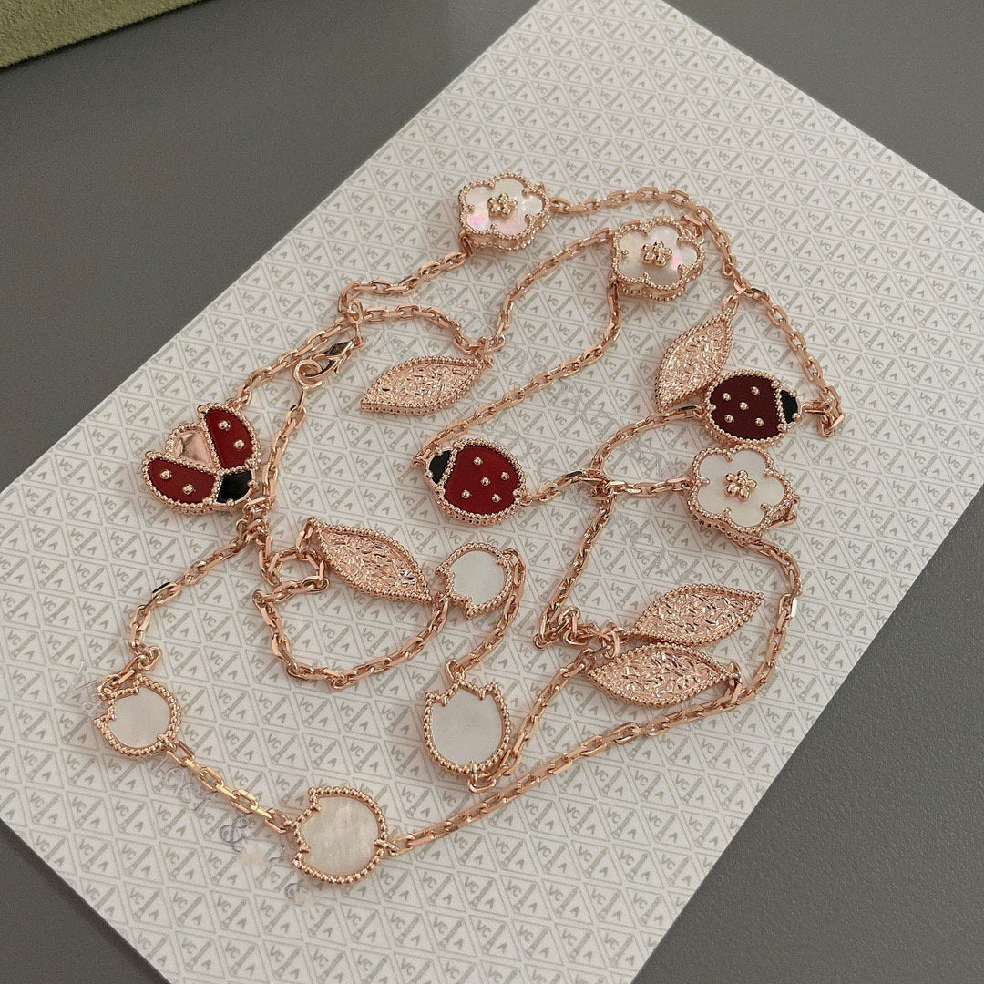 [Resenly Jewelry]LUCKY SPRING 15 MOTIFS ROSE GOLD NECKLACE