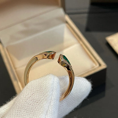 [Resenly Jewelry]DREAM MALACHITE DIAMOND OPEN RING