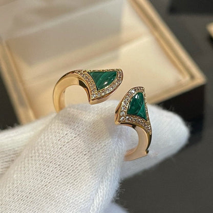 [Resenly Jewelry]DREAM MALACHITE DIAMOND OPEN RING