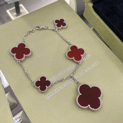 [Resenly Jewelry]CLOVER 5 MOTIFS SIVLER CARNELIAN BRACELET