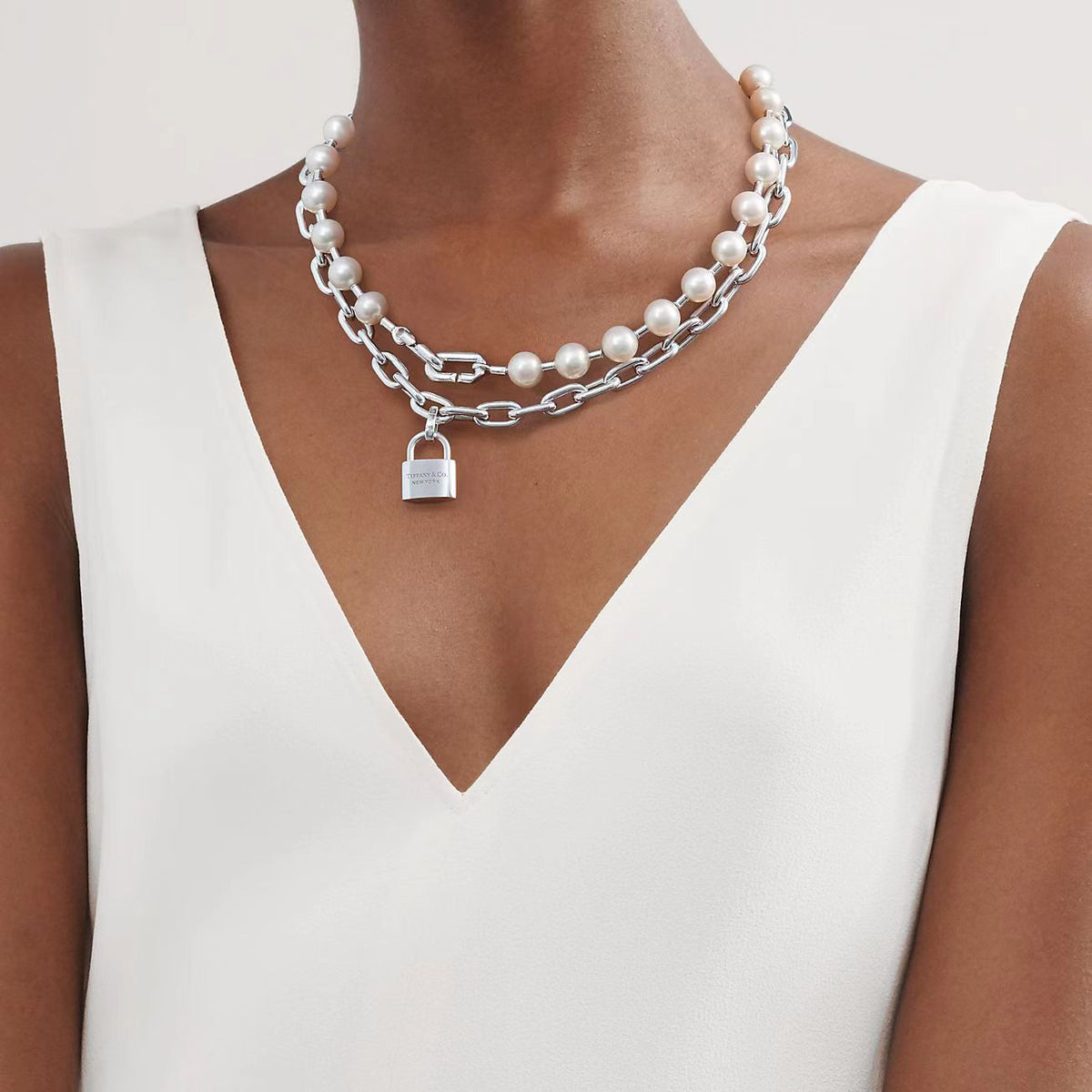 [Resenly Jewelry]ハードウェア パール ラップ ネックレス