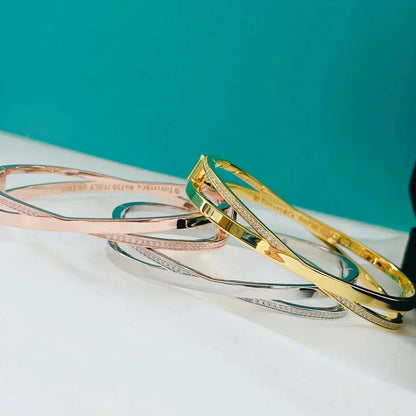 [Resenly Jewelry]ナロー ヒンジ バングル ダイヤモンド付き スモール