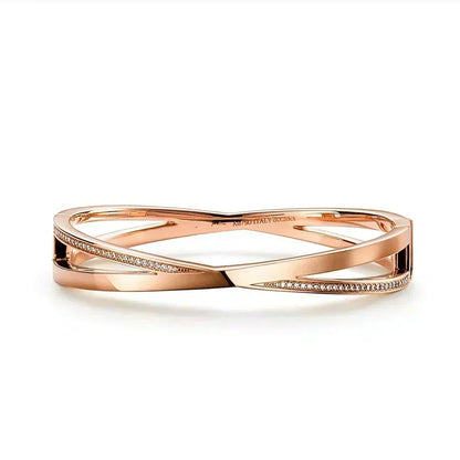 [Resenly Jewelry]ナロー ヒンジ バングル ダイヤモンド付き スモール
