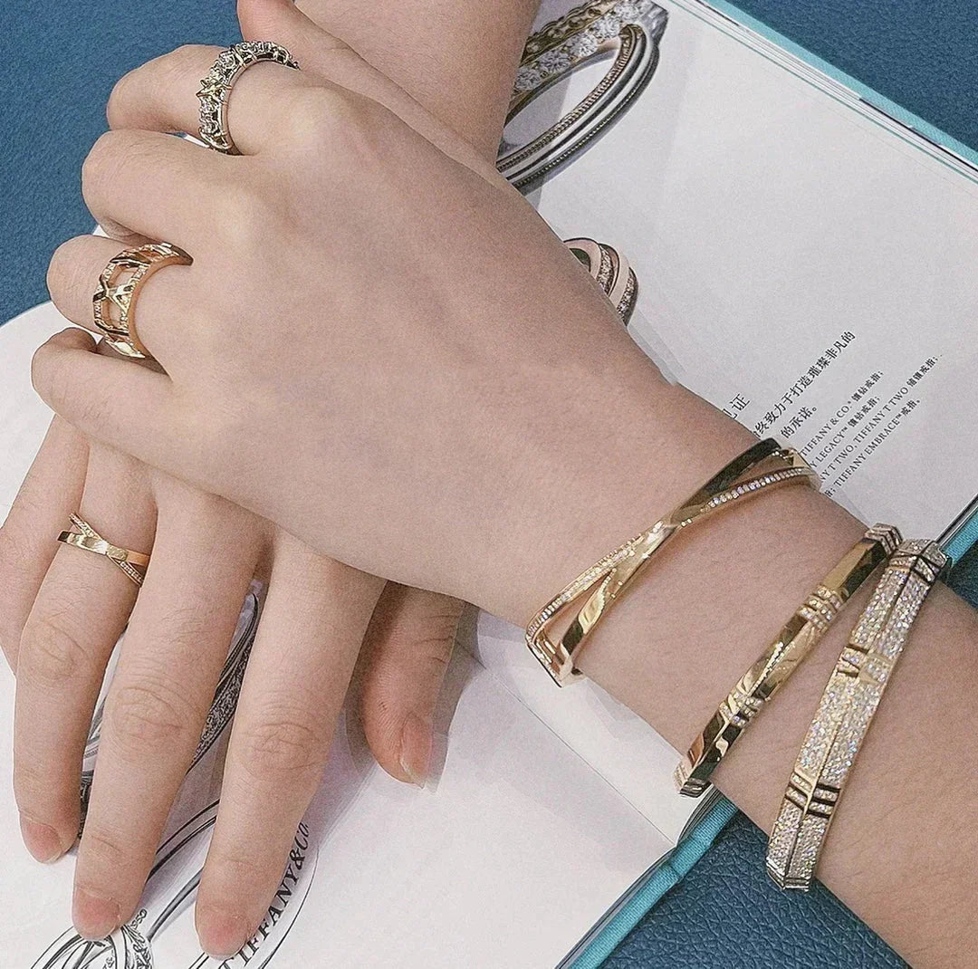 [Resenly Jewelry]ナロー ヒンジ バングル ダイヤモンド付き スモール