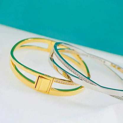[Resenly Jewelry]ナロー ヒンジ バングル ダイヤモンド付き スモール
